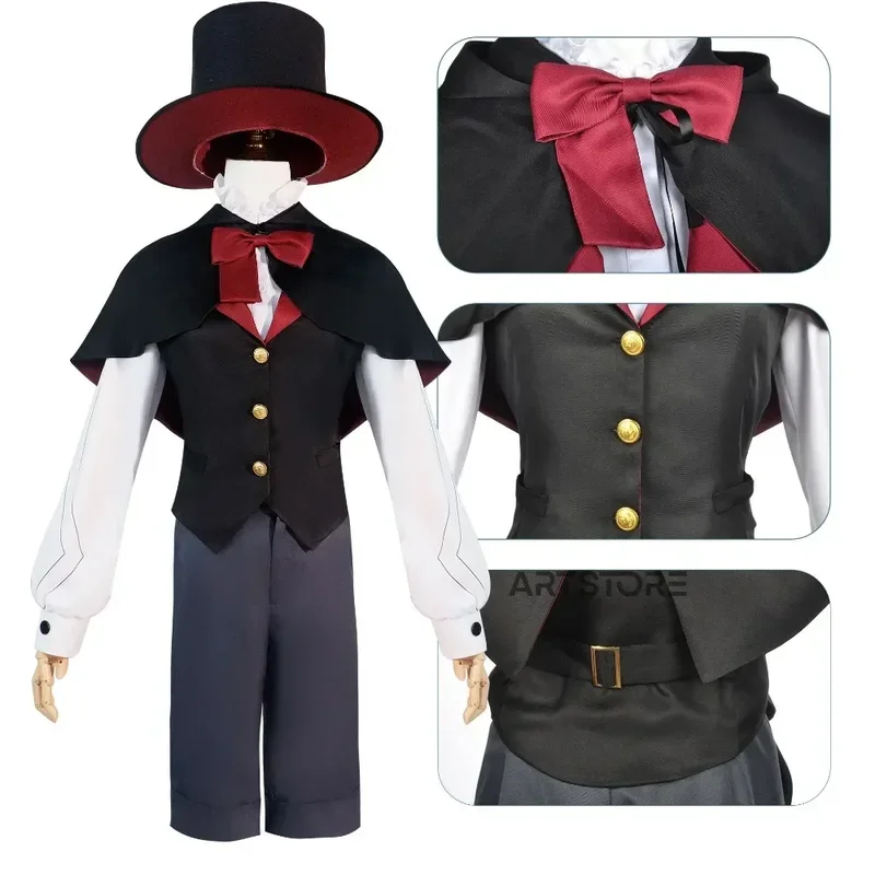 Childhood Lyney Lynette Cosplay Costume Genshinimpact Uniform Dress Suit Wig Outfits Anime Game Game Costumes for Halloween