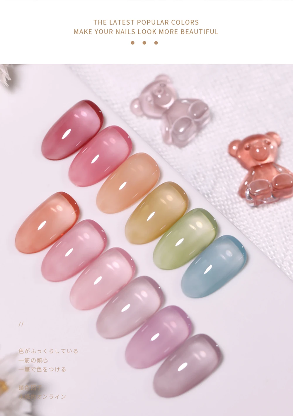 Vendeeni 24 Farben/Set Transparenter Jelly Gel Nagellack UV Soak Off Gel Lack Nude Pink Hautfarben Gel Lack mit Display – Detail 8
