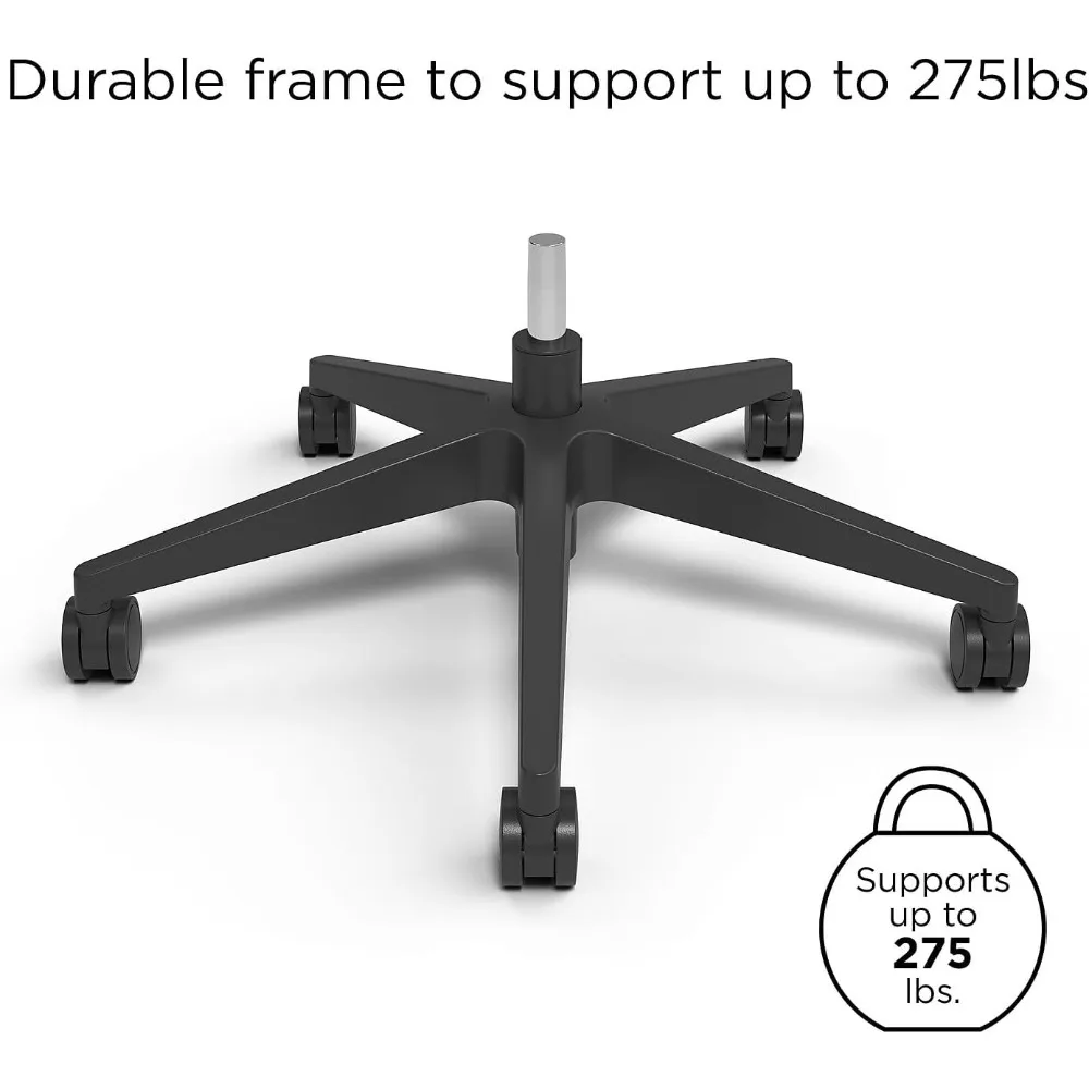 Workplace 2.0 Bedford Ergonomic Office Desk Chair, Breathable Mesh Back & Fabric Swivel Seat, Adjustable Height, Lumbar