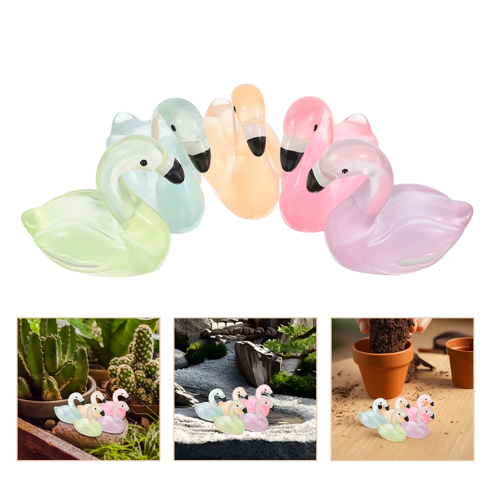 

30 Pcs Glow-in-the-dark Simulation Mini Resin Flamingo Micro-landscape Desktop Ornaments (mixed Colors) 30pcs Statue Animal