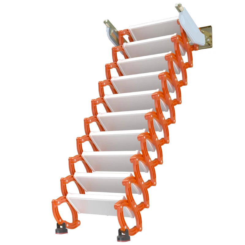 

Integral telescopic staircase loft household wall-mounted shrink ladder indoor and outdoor folding against the wall