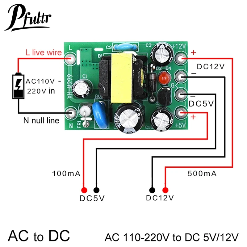 Mini konwerter AC-DC AC110V 220V na DC 12V 0.2A + 5V przełączanie płyta modułu moduł zasilania Mini konwerter AC-DC
