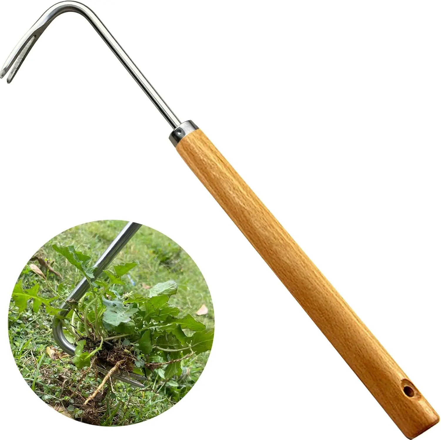 

16" Hand Weeds Puller Weeds Puller Tool is Made of Stainless Steel Weeding Tool Extended Solid Wood Handle Weeds Puller More Lab