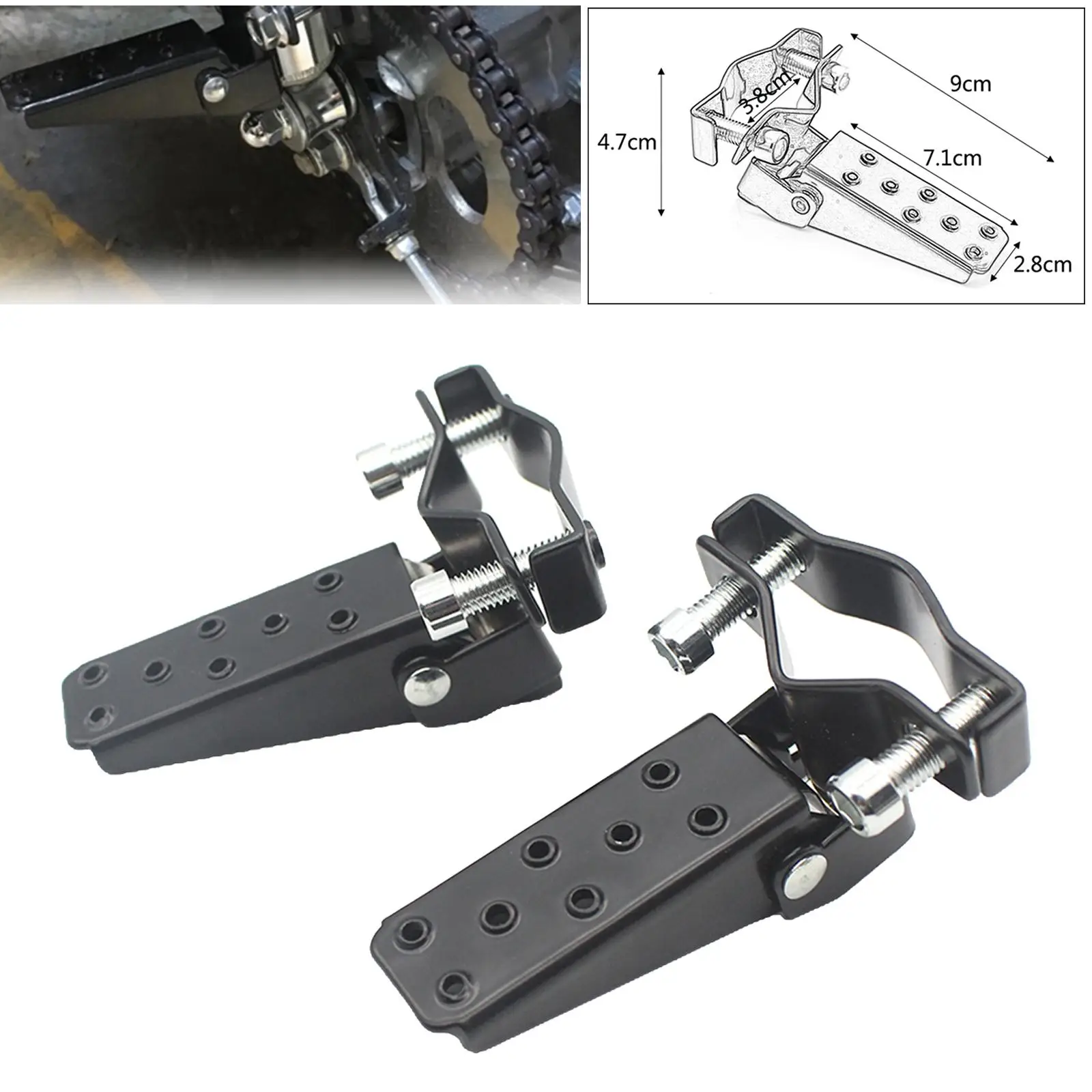 Motorbike Motorcycle Foot Pegs Pedals Universal 25-30mm Folding, Durable Material High Reliability image 4