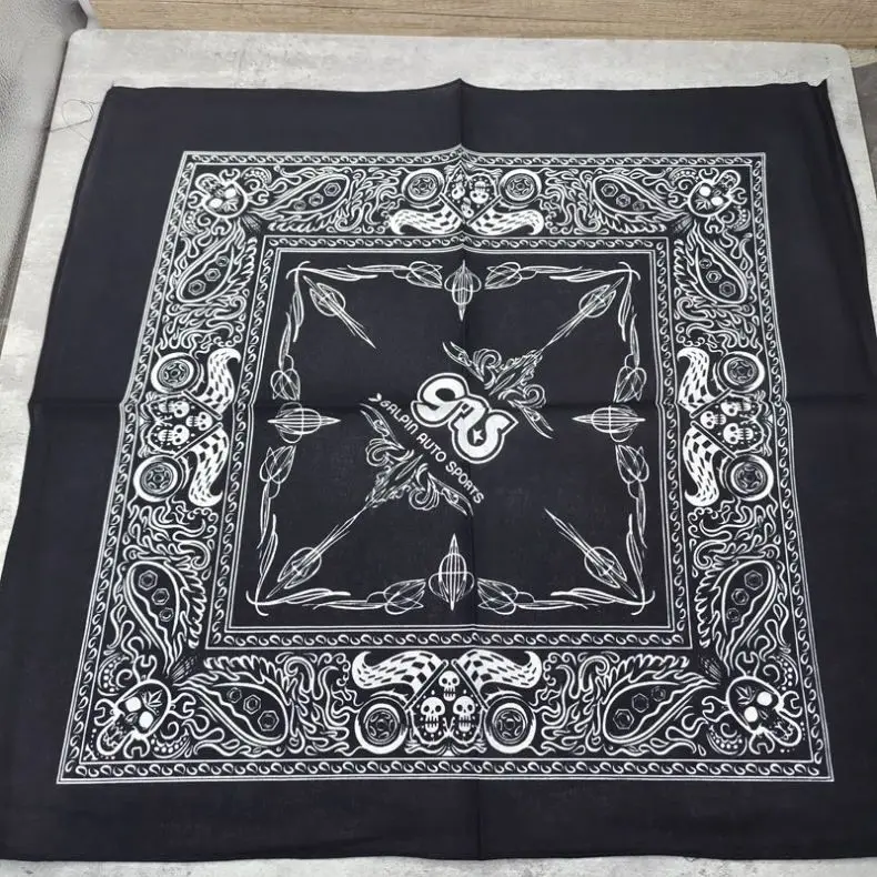 Pure Cotton Knight Skeleton Hip Hop Square Scarf 55cm Street Dance Face Covering Headband Winter Summer Autumn Fashion Accessory