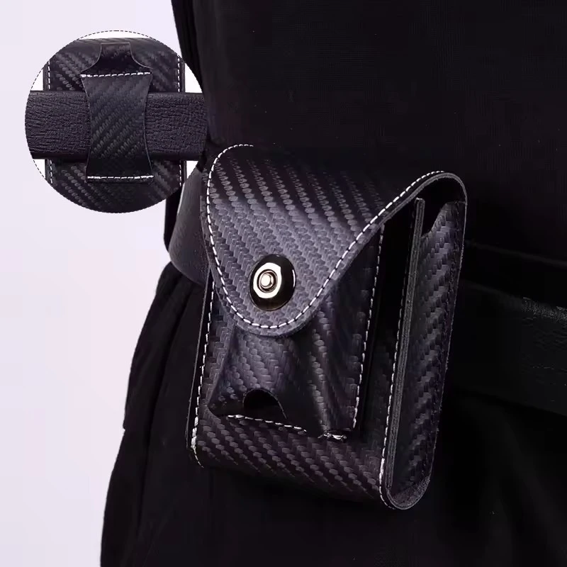 Premium Leather Cigarette Case Lighter Cover Belt Bag With Keychain Portable Cigarette Holder Container With ID Holder For Men