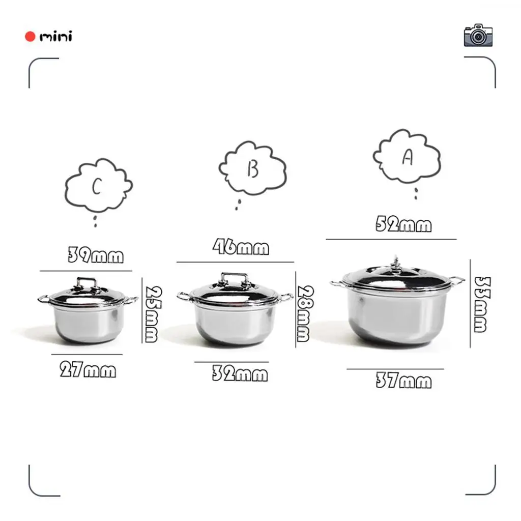 

Miniature Soup Pot Realistic Alloy Kitchen Decor Mini Cookware Set for Play Maker Dining Room Scene