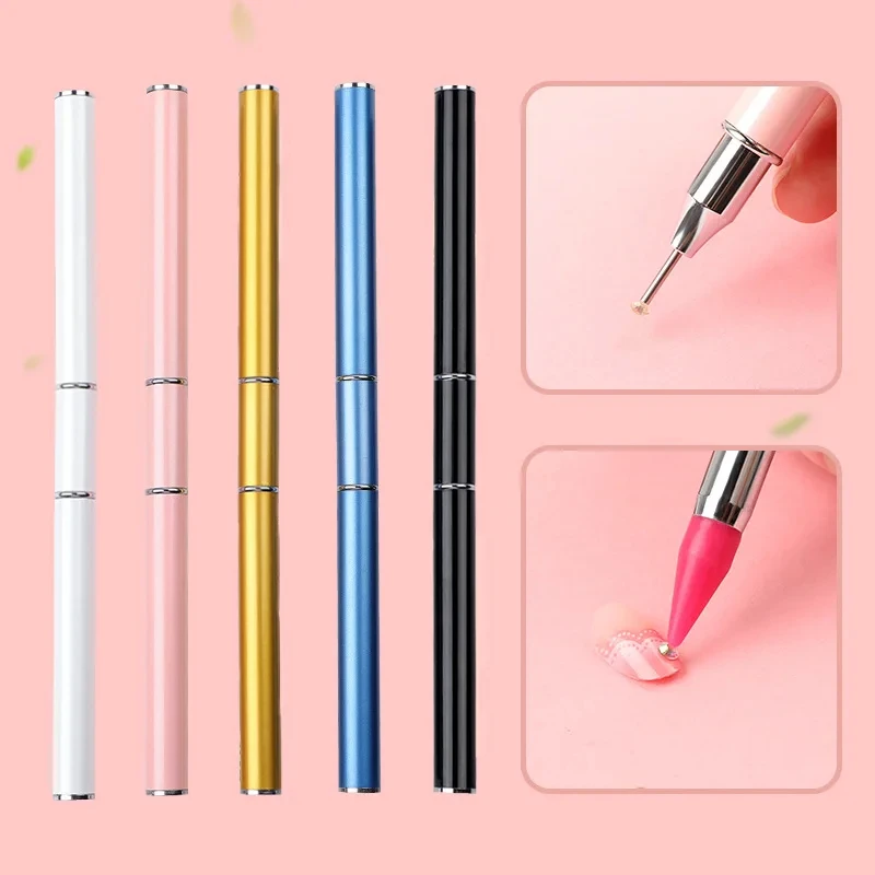 DIAPAI Point Drill Pen 5D Diamond Painting Double Head Dot Point Pen Nail Art Rhinestone Picker Wax Pencil Metal Handle Tools