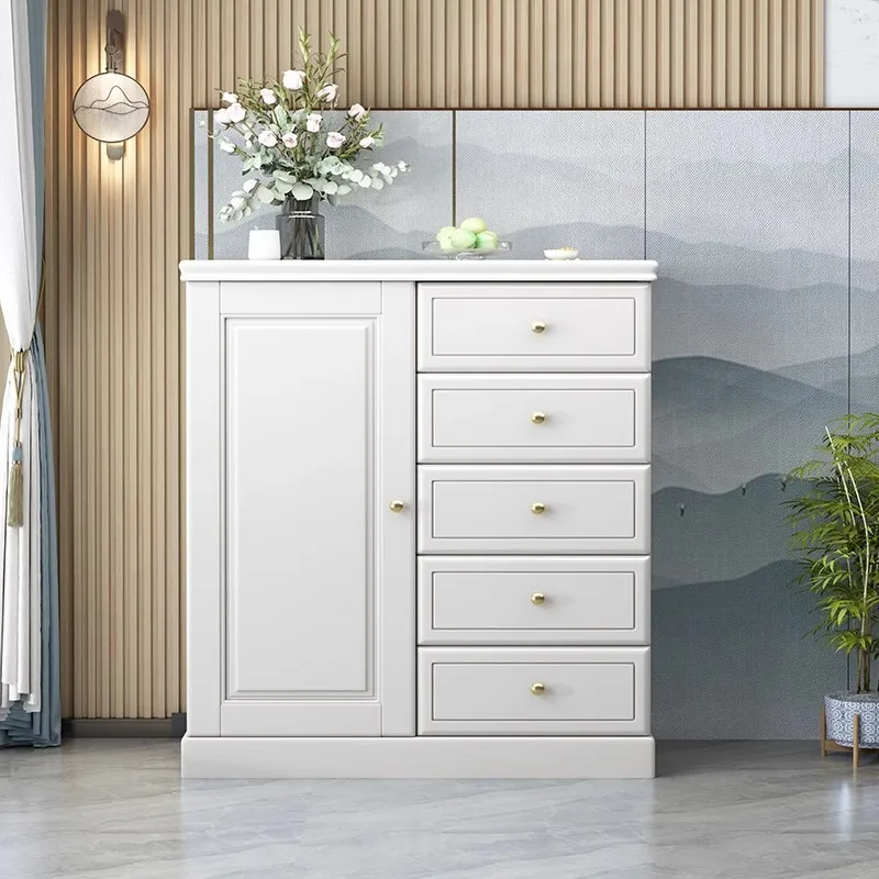 Solid wood chest modern simple living room wall drawer locker small apartment three four five chest combination can be stored