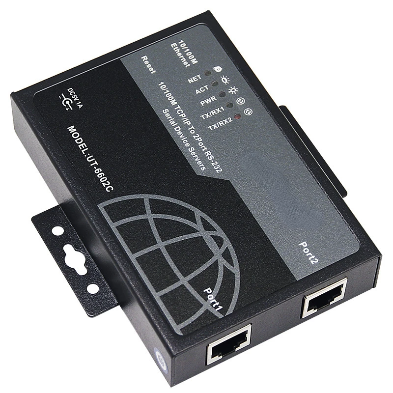 10/100M TCP/IP To 2 RS232 Serial Port Server Converter UT-6602C