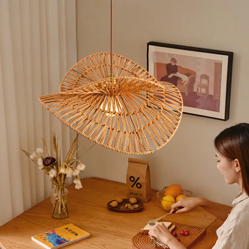 

Japanese Wabi Sabi Rope Led Pendant Light Living Room Bedroom Restaurant Chandelier Lighting Lustre Decoration Home Hanging Lamp