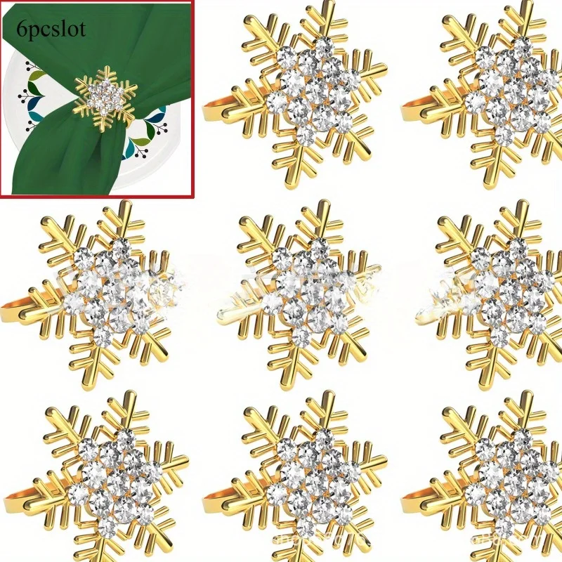 6pcs/lot Christmas gold silver alloy electroplated snowflake napkin ring 5cm/4cm metal Christmas deer napkin clasp