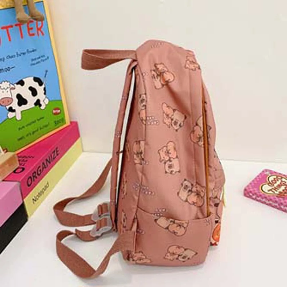 Mochila de capibara gruesa, mochila ligera de nailon con animales de dibujos animados, mochila escolar plegable multifuncional de gran capacidad para amigos