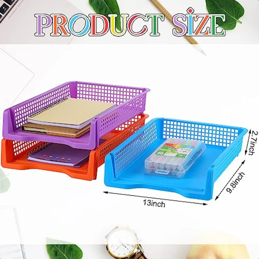 Ripeng 7-пакет штабелируемых пластиковых контейнеров для бумаги ярких цветов, настольный органайзер для писем, лоток для учителей, офисных файлов, хранения документов Pl