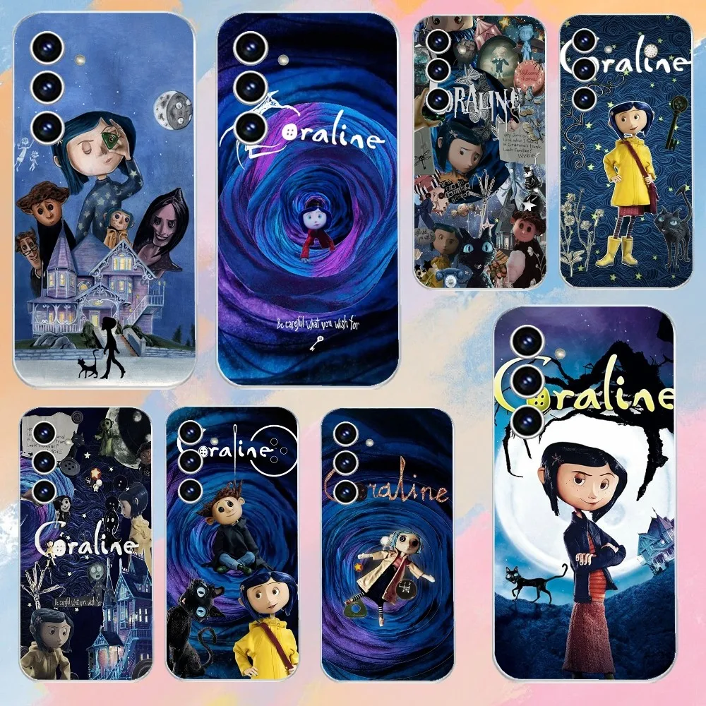 

Anime-C-coraline Phone Case For Samsung Galaxy A52 A12 A51 S21 Edge S22ULTRA S23 S20LITE Plus Ultra Transparent Cover