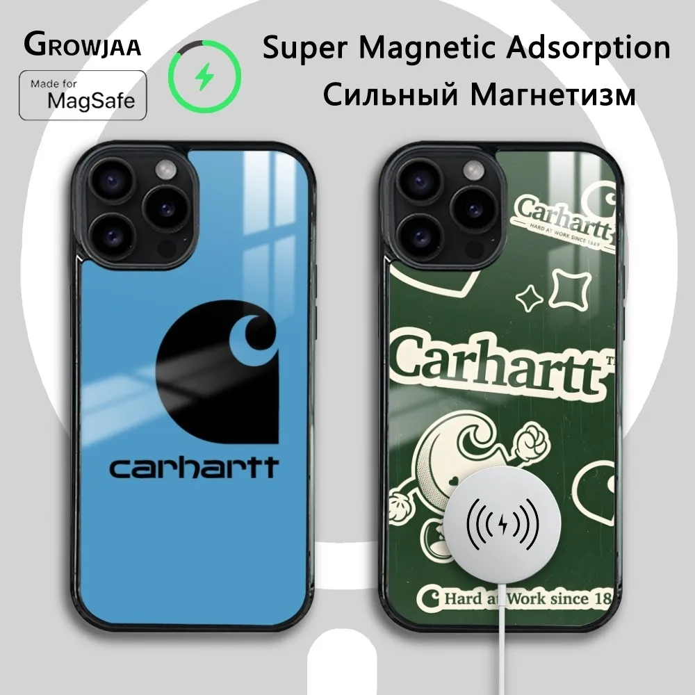 Cartoon C-carhartt Phone Case Magnetic For IPhone 16 15 14 13 12 11 Pro Max Plus Mini Magsafe Wireless Charging Cover