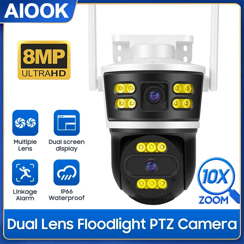 

AIOOK WiFi Camera HD 8MP 10X ZOOM Outdoor Waterproof Night Vision IP CCTV Two-way Intercom Mobile Tracking Smart Video Camera