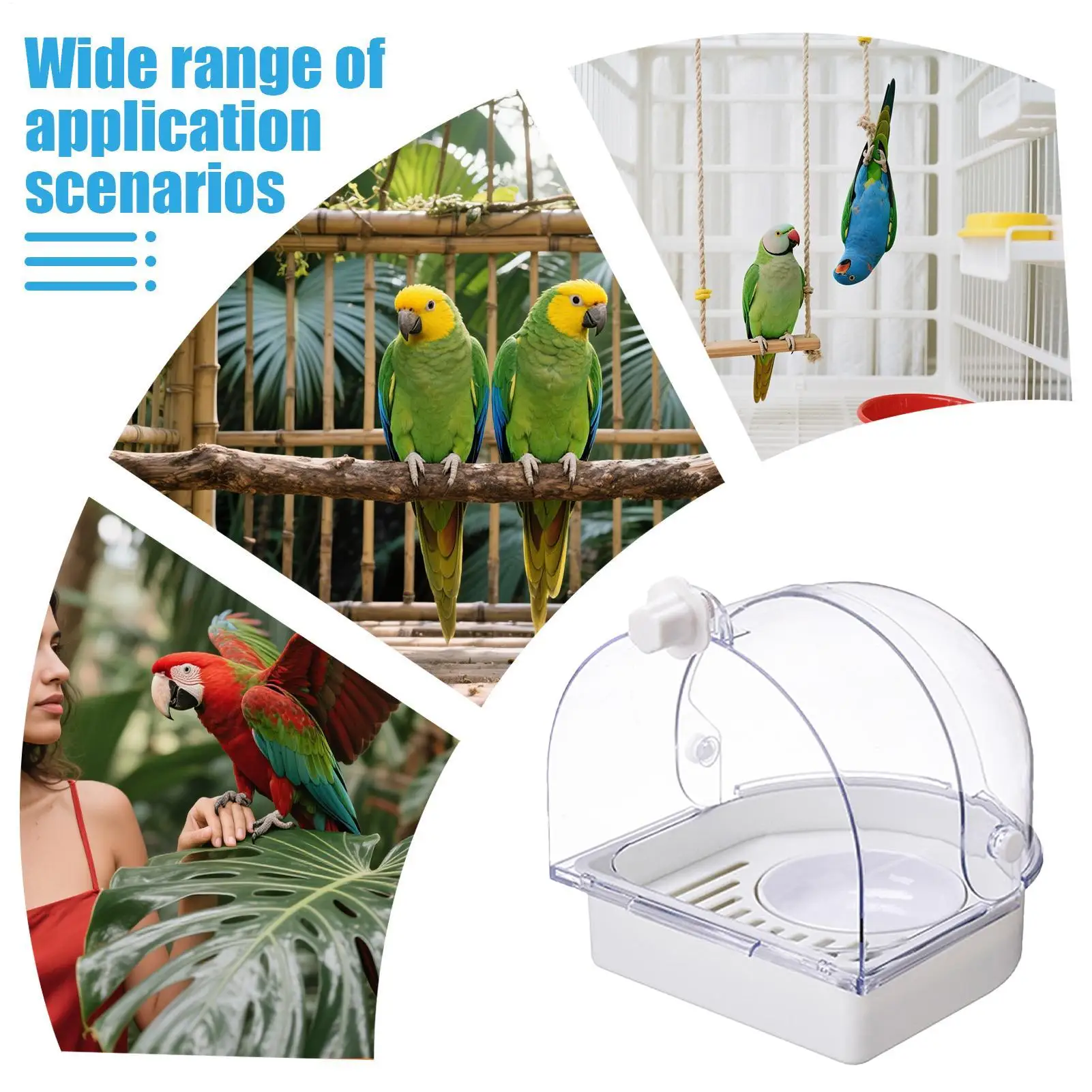 

Ванна с попугаем, прозрачная чаша для душа, брызгозащищенная прозрачная ванна с попугаем для клетки для внутреннего окна, Cockatiel Conure Canary