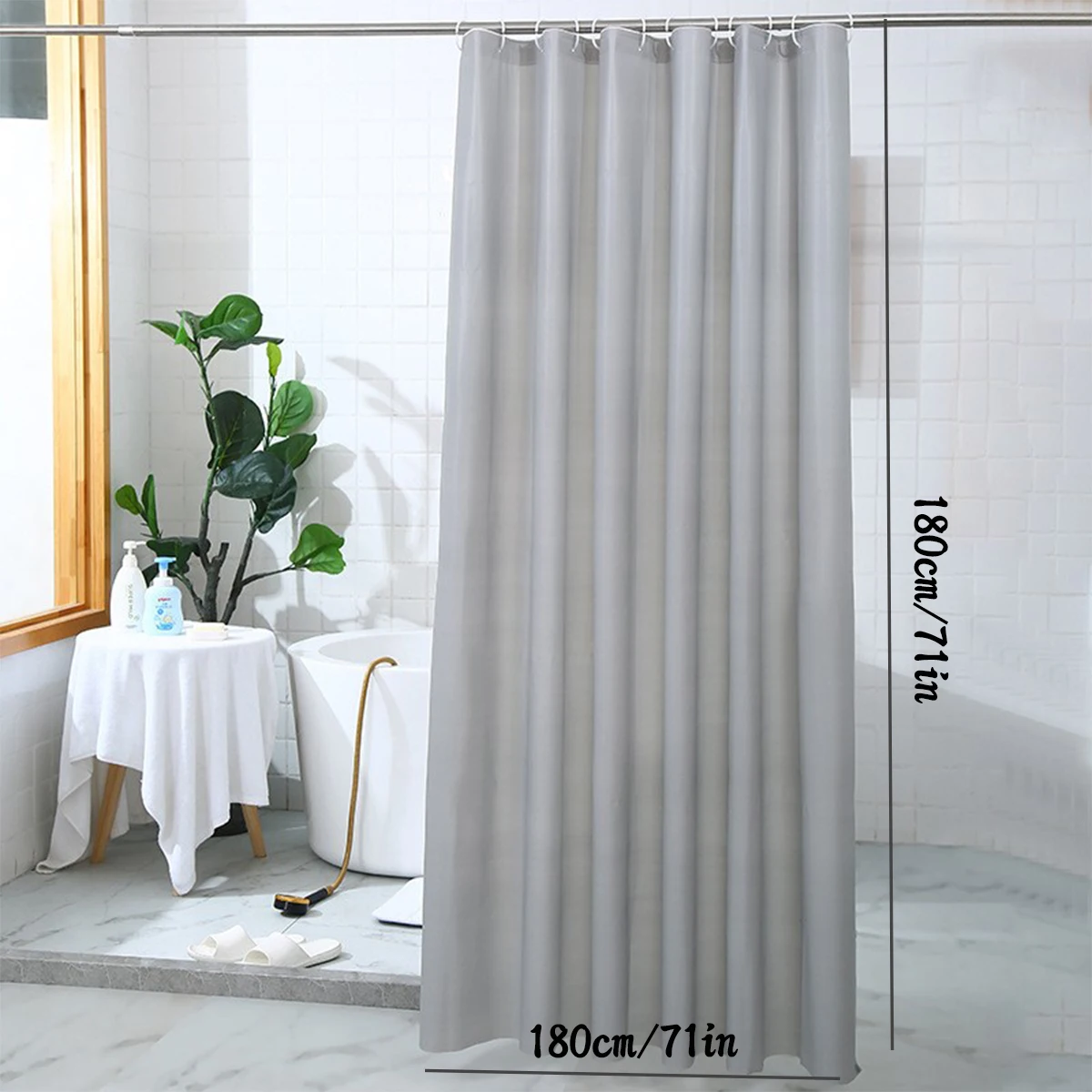 1pc Solid Color Waterproof Peva Bathroom Shower Curtain, Can Be Used As Shower Partition Curtain or Bathroom Window Curtain