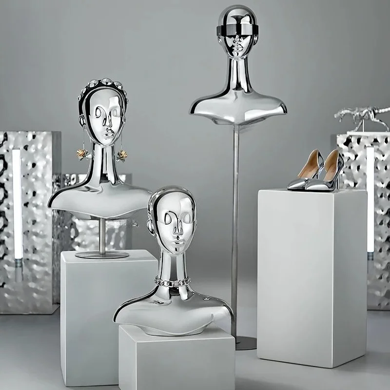 Counter Earrings Display Stand Jeweler Necklace Displays Holder Head Model Jewelry Show Stands Minimalist Glasses Shows Shelf