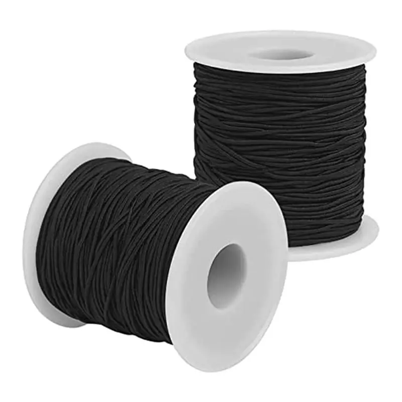 A74U Elastic String for Bracelets Making - Black Elastic Cord 1.2mm Total 109 Yards, for Jewelry Making, Necklaces, Beading