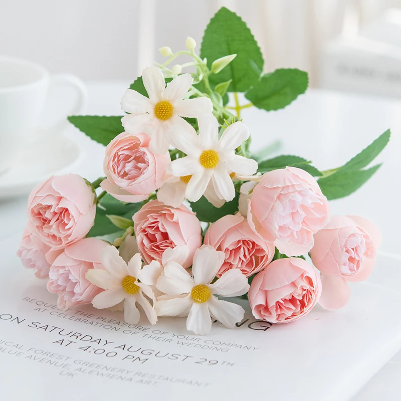 1 Stück Künstliche Rosenblumen für Hochzeit, Zuhause, Schlafzimmer, Tisch, Festdekoration, Garten, Hof, Brautstrauß, DIY-Geschenke, Zubehör – Detail 6
