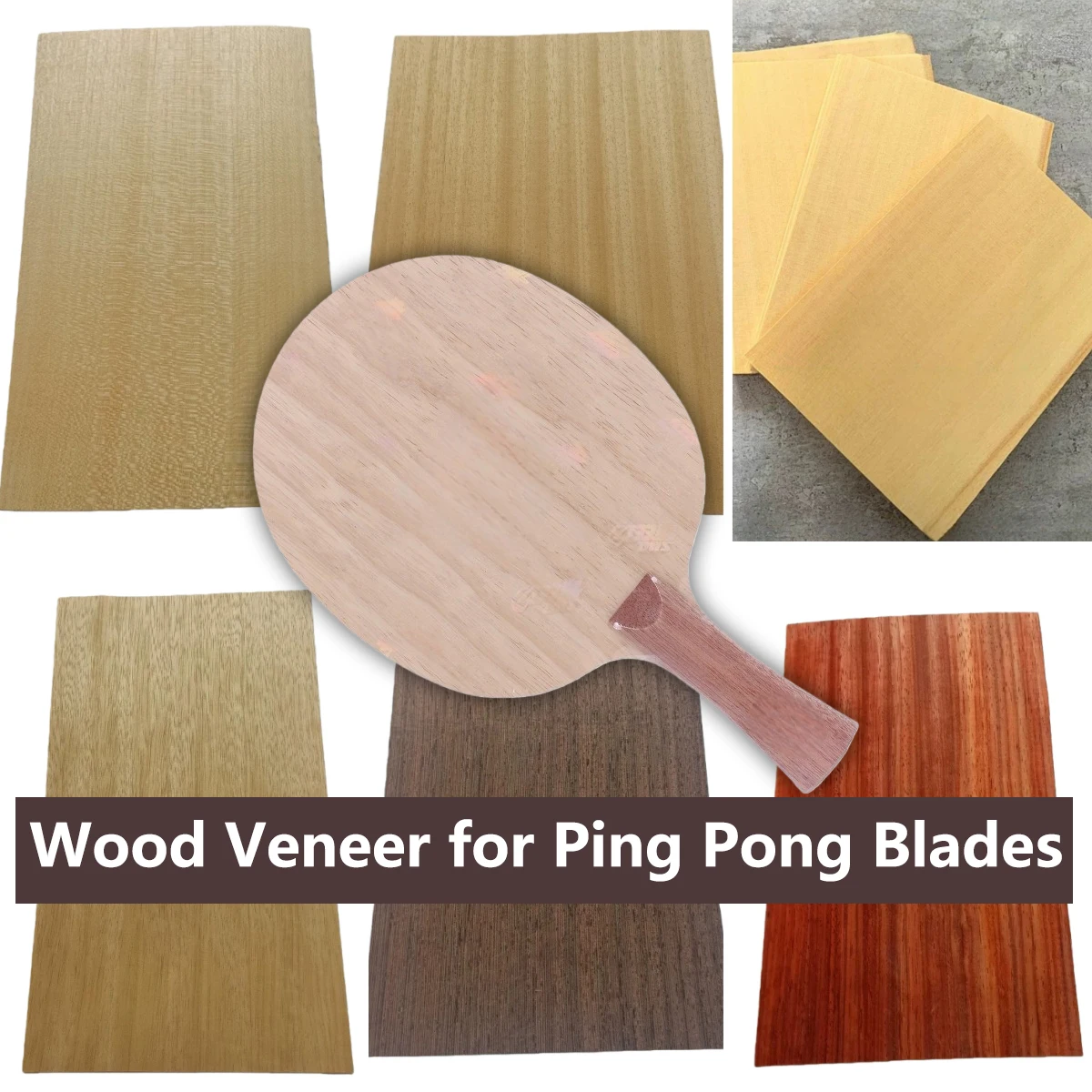 4pcs 17x28cm Koto, Ayous, Limba, Hinoki, Spruce Wood Veneer Sheets for Table Tennis (Pingpong) Blade Construction and Box Making