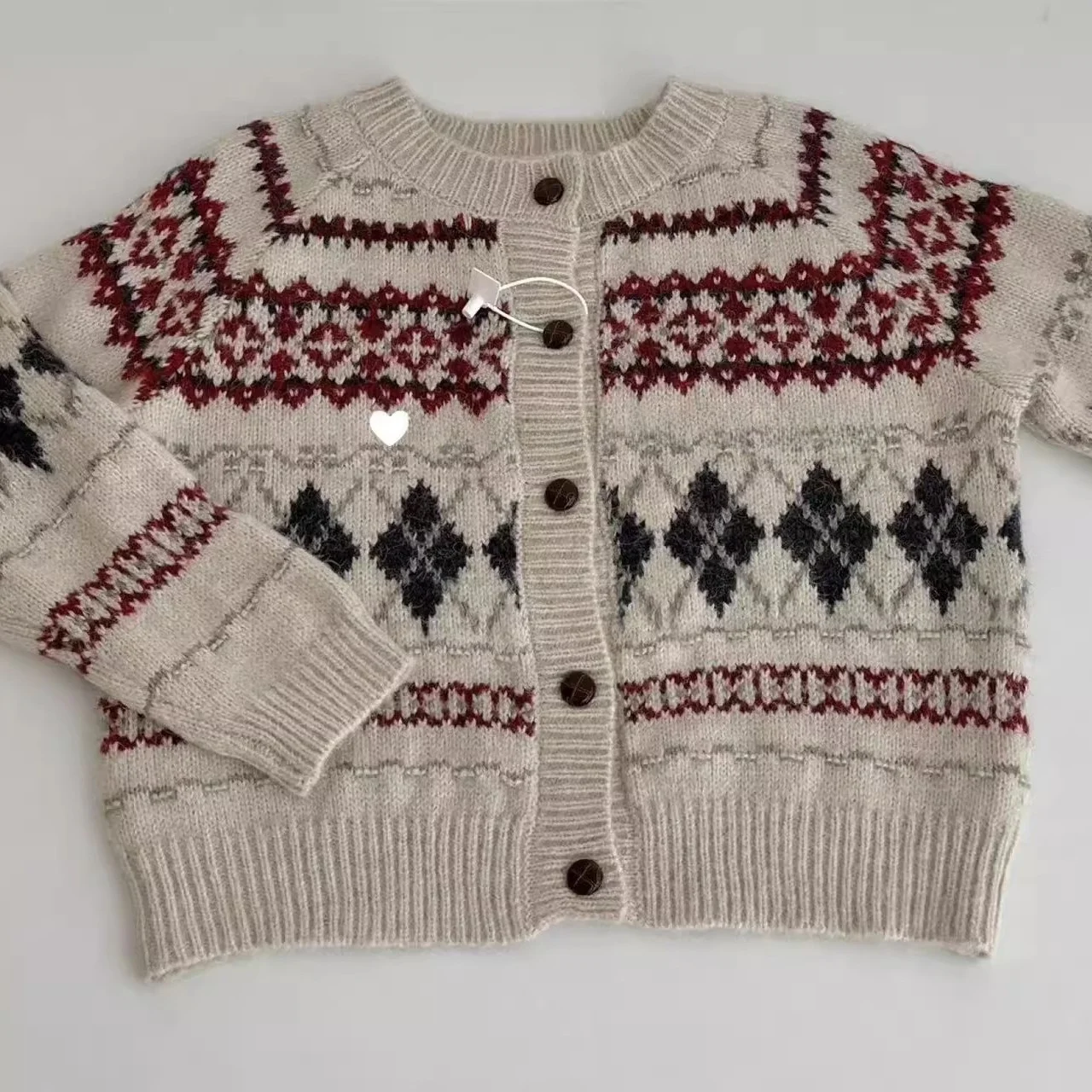 

Winter Women's Knitted Button-Up Cardigan Diamond Pattern Vintage Aosphere Dongda Gate Feilao Island Qui very 2025