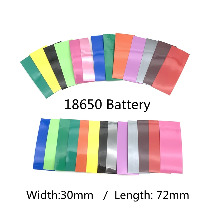 20Pcs 18650 Lipo Battery Wrap PVC Heat Shrink Tube Precut Width 29.5mm x 72mm Insulated Film Protect Cases Pack Sleeving