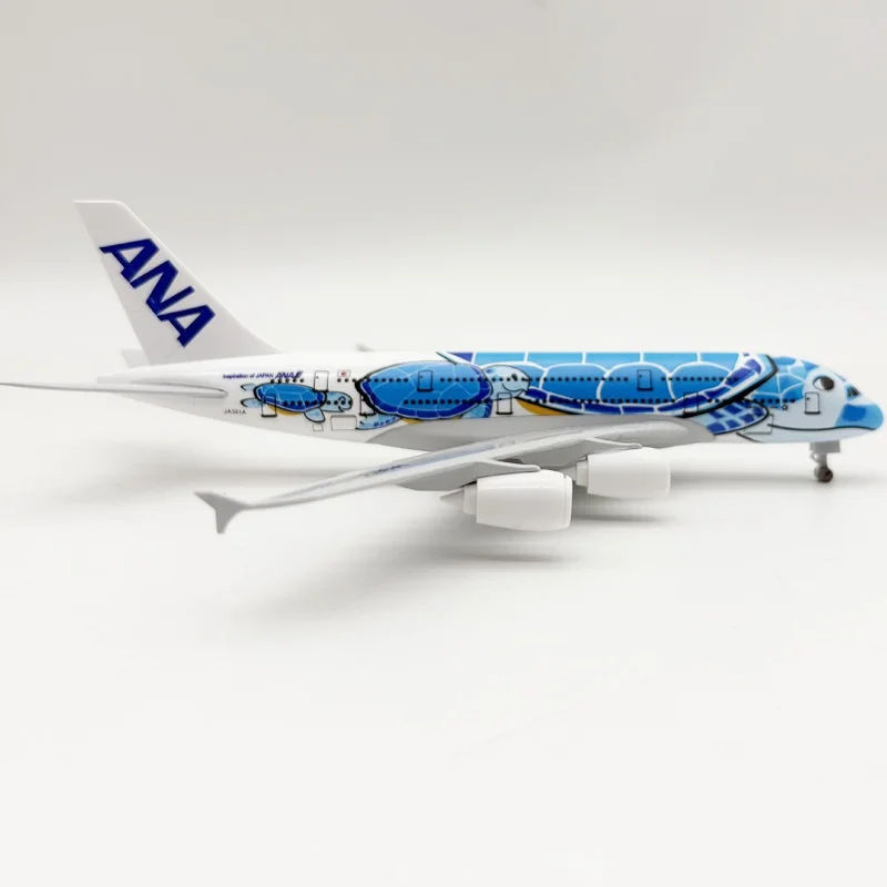الهواء اليابان ANA 20 سنتيمتر A380 الأزرق البحر السلاحف الخطوط الجوية طائرة طائرة 1/400 نموذج مقياس مع الهبوط مصغرة طائرة العرض