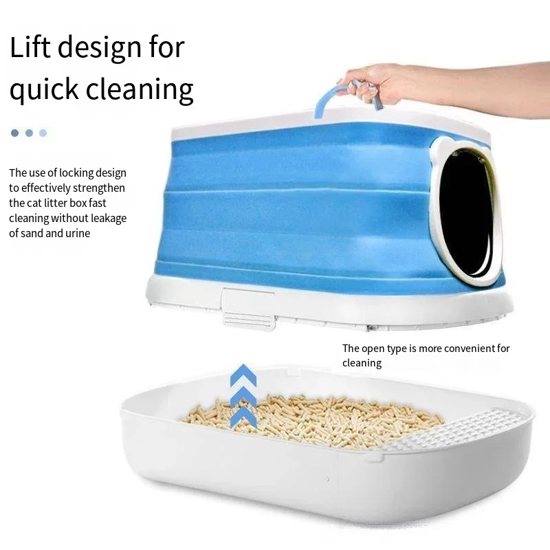 

Folding Cat Litter Basin Pet Cat Toilet Fully Enclosed Portable Foldable Cat Litter Basin Portable Cat Litter Basin 2024 Newest