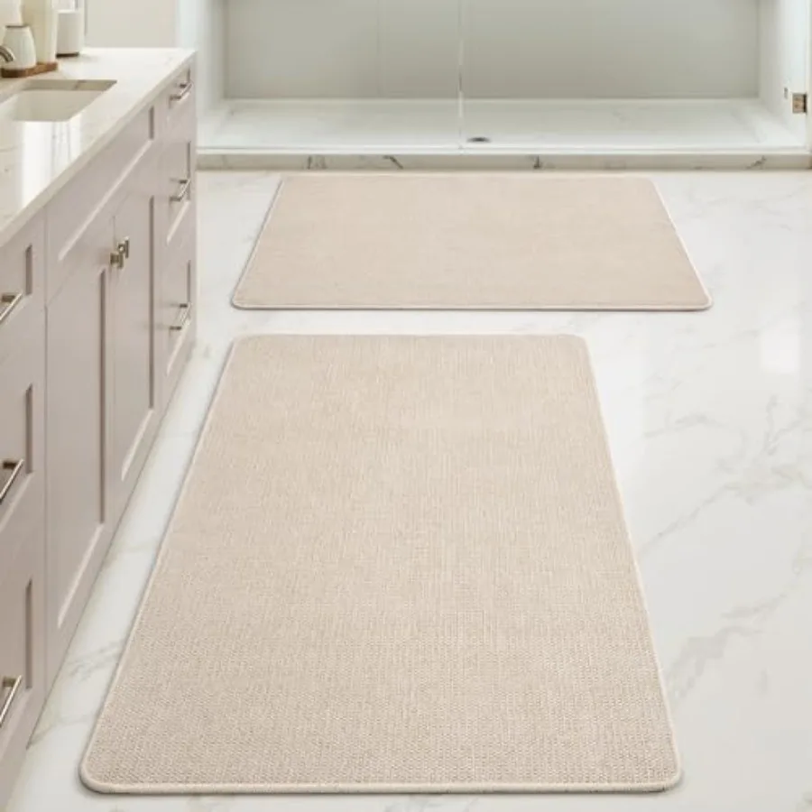 

Set of 2 Ultra Thin Bathroom Rugs Rubber Bath Mats for Bathroom Non Slip Quick Dry Absorbent Bath Rug Machine Washable Fit Unde