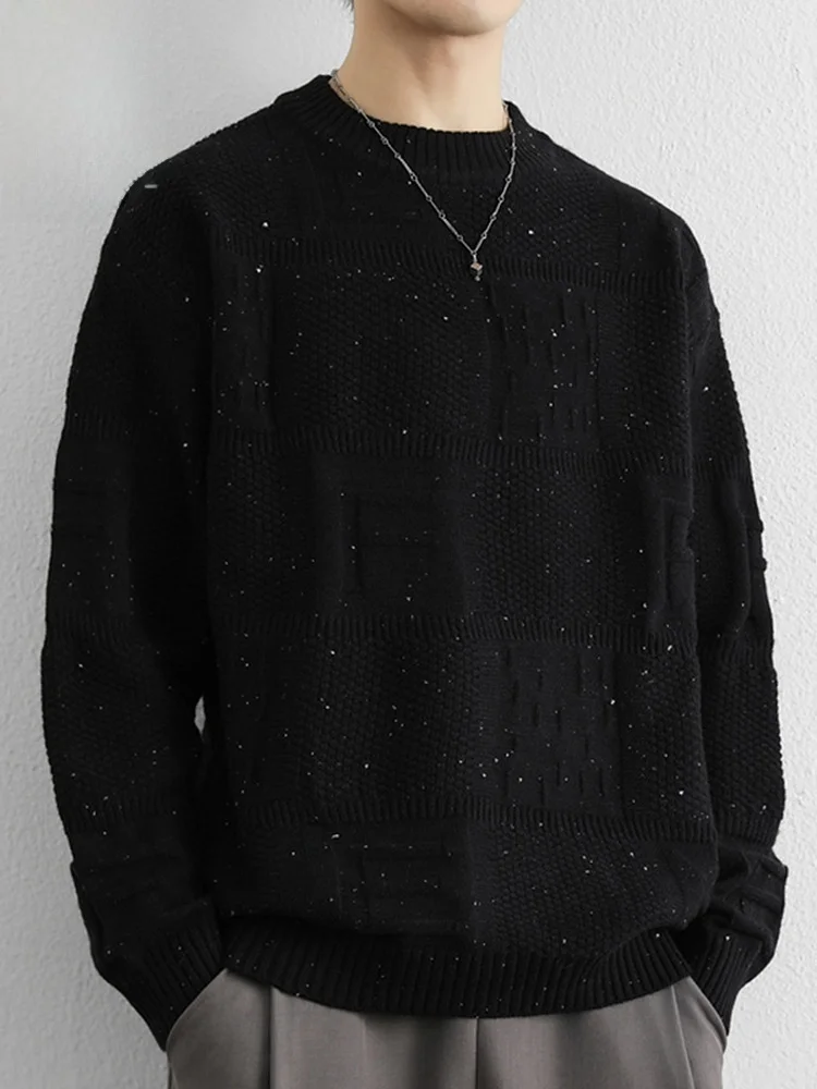 

round Ne Knitwear Faionable Inlay Pattern Men's Innerwear Casual Sle Spring Season Loose Fit Long Sve Sweater