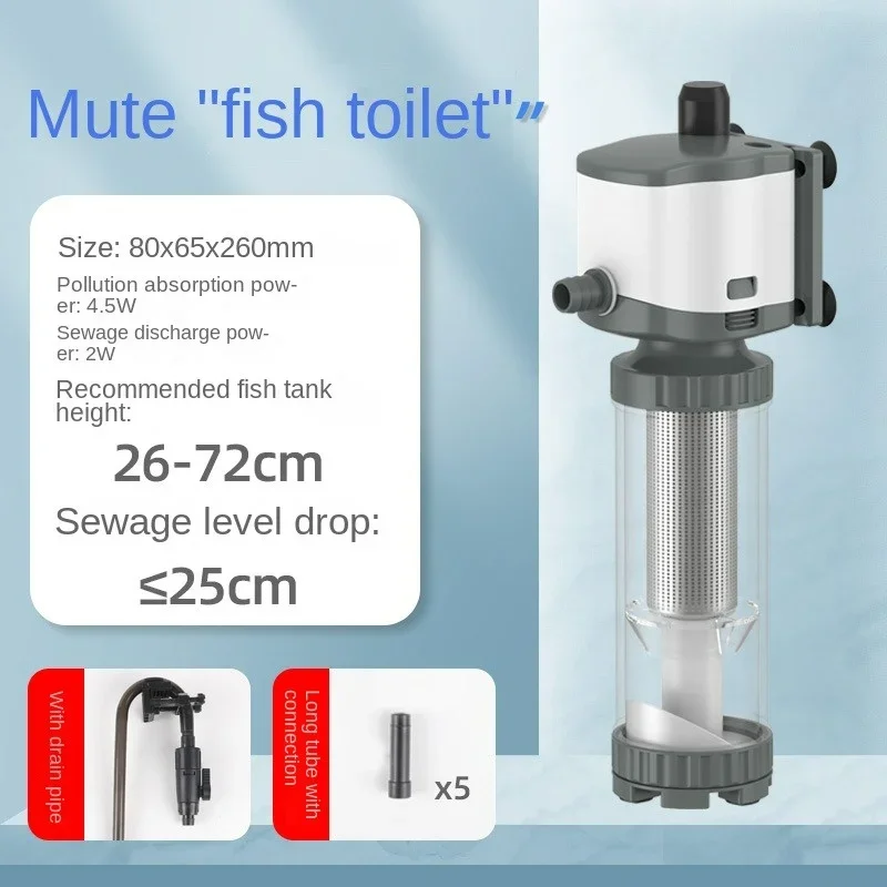 3-in-1 Aquarium Water Circulation & Purification Pump 220-240V, with Fish Waste Collector for Fish Tanks