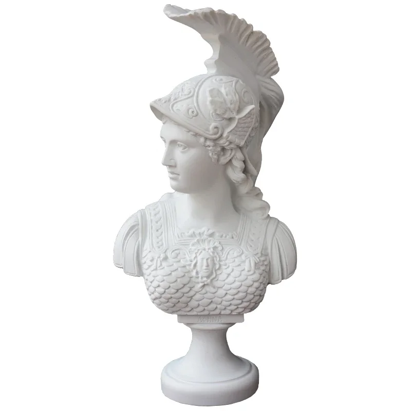 Athena Roman Goddess of Wisdom, Bonded Marble Figure Sculpture Design, Toscano Mineral, Bust Resin Crafts, Home Decoration