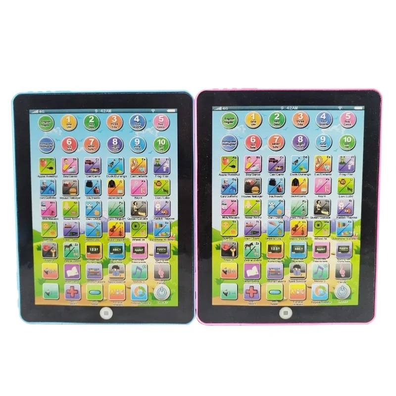 Tavoletta bilingue inglese portoghese, spagnola per bambini, giocattoli per la prima educazione, macchina educativa per la lettura dei punti di apprendimento del iPad