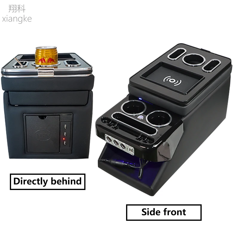 For Toyota Proace Verso Front Handrail Box General Business Armrest Center Box Storage Apartment USB Charger MPV Storage Box