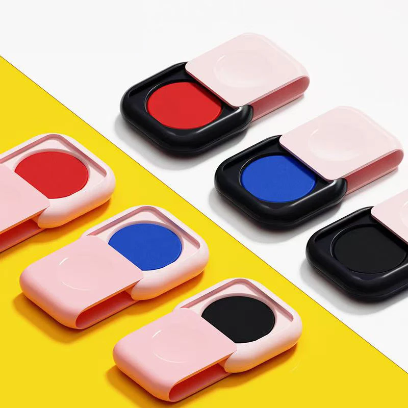 Almofada de impressão digital portátil pequena almofada de impressão de escritório financeiro bonito vermelho azul preto mão conta selo especial para tinta passada