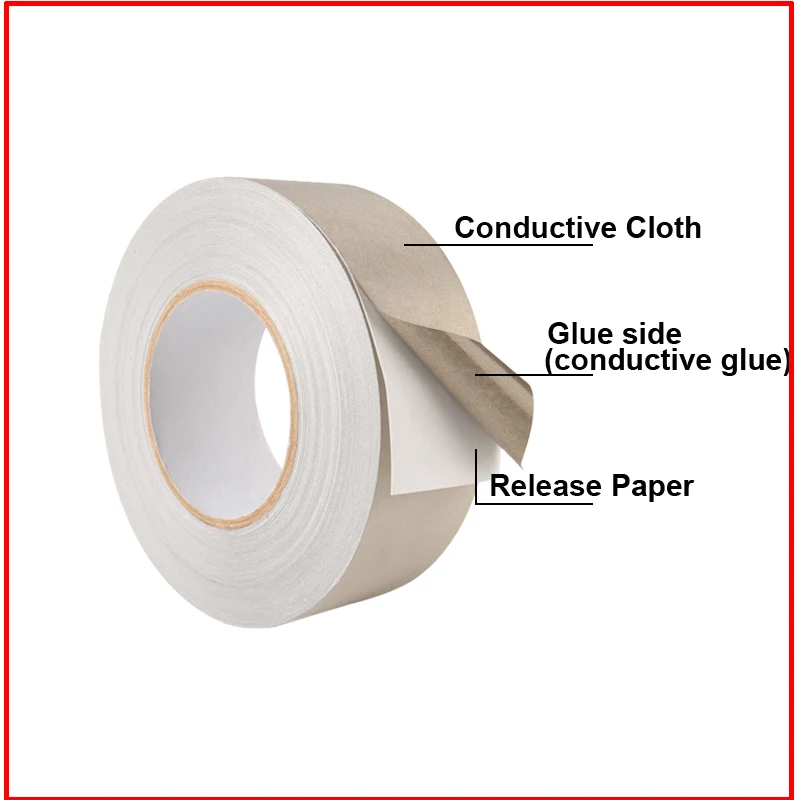 4mm~5mm~20mm* 20M Conductive Fabric Cloth Tape, PC, Mobilephone PCB Cable EMI Shielding, Wrap, Single Side Adhesive