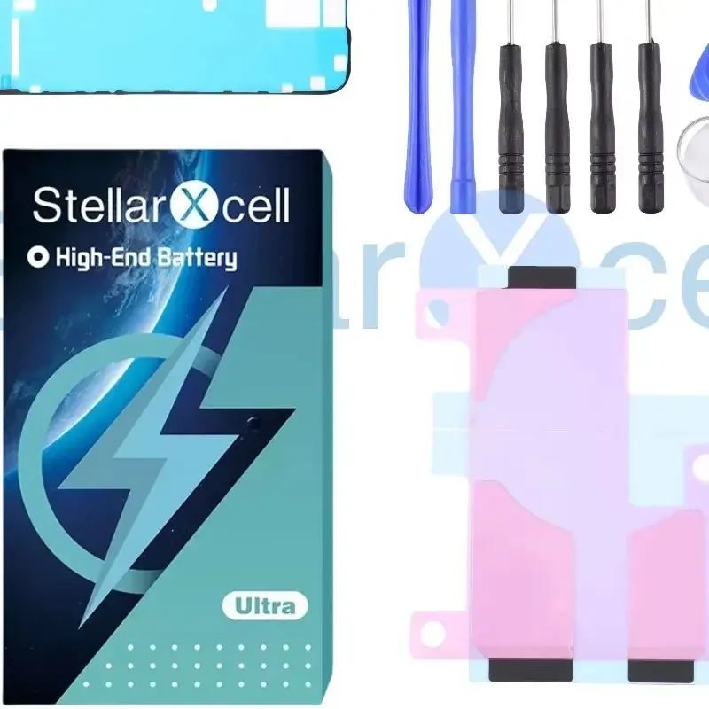 StellarXcell Ultra Original BMS Battery 7037 TI for IPhone 11 12 mini 13 pro max Plus 14 15 7 8 XS XR  with free mini power bank