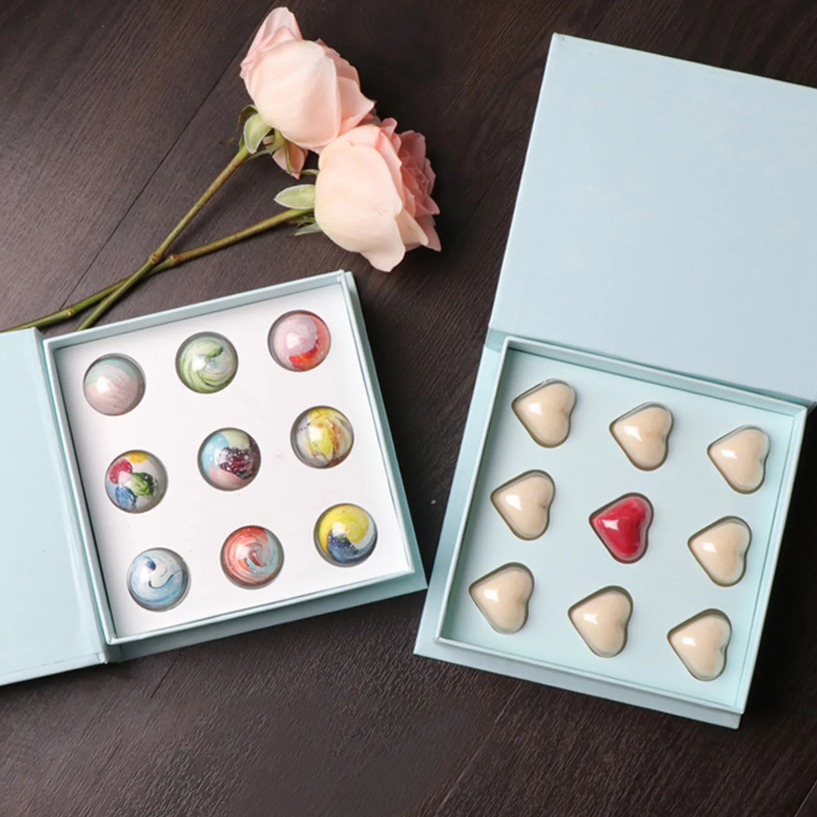 

1Pcs Heart Shaped Chocolate Candy Wrapping Box 9 Count Elegant Durable Paper Plastic Box Valentine Festival Party