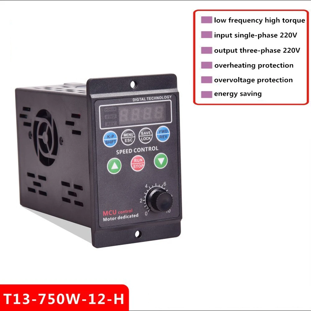 

750W Variable Frequency Driver Three-phase Output Motor Driver Single-phase Input Frequency Converter AC 220V Speed Controller