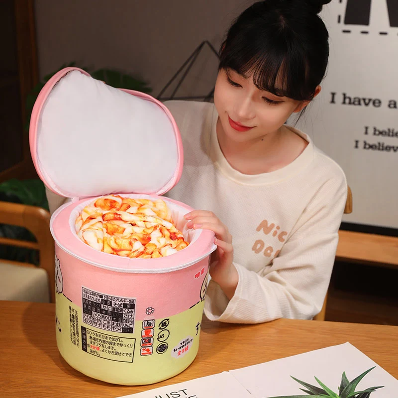 Simulação Lifelike Noodle Bucket Brinquedos De Pelúcia, Criativo Recheado Macio Instantâneo Cobertor De Macarrão, Travesseiro Engraçado Para Meninas, Presente De Decoração De Casa