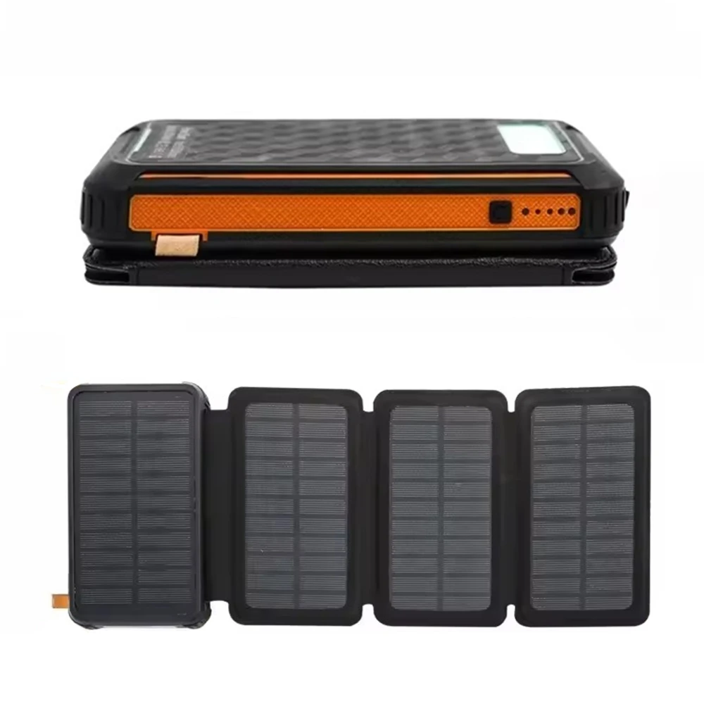 10000/20000mAh Solar Power Bank Folding Solar Panels LED Light Flashlight Portable Outdoor Camping Sun Power For Outdoor Travel