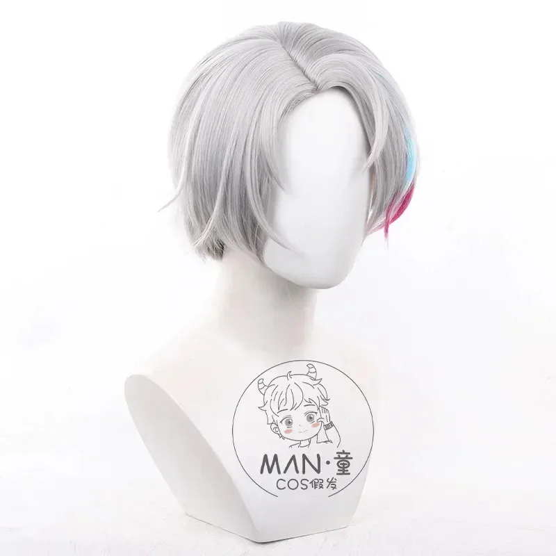 لعبة الهوية الخامس المحنط ايسوب كارل شعر مستعار تأثيري رمادي الاصطناعية الشعر مقاومة للحرارة هالوين كرنفال دور اللعب غطاء شعر مستعار للحفلات