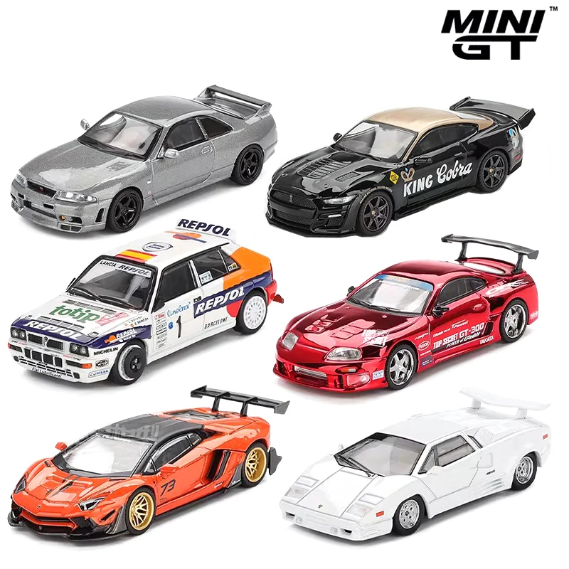 

MINIGT 1/64 Lancia Delta Toyota GR86 Mazda RX-7 Subaru NISSAN GT-R McLaren 720S, металлические модели из сплава, игрушки для мальчиков