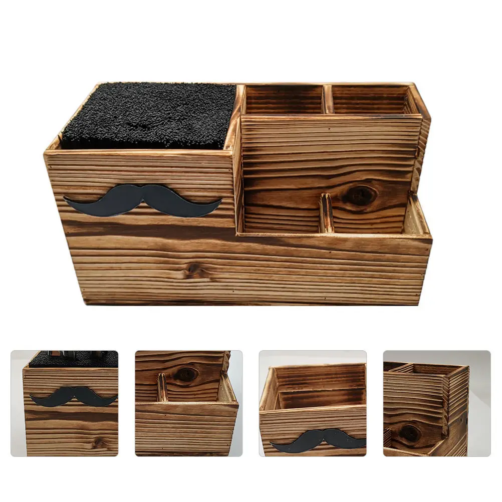 

1Pcs Hairdressing Storage Box Strong Solid Wood Scissor Rack for Barber Shop Combs Pens Organizing Display Case Small Items
