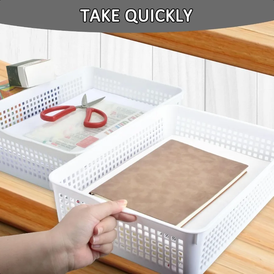 CONLI 6 قطعة حجم A4 بدوره في الصواني الفصول الدراسية سلة التخزين البلاستيكية صينية الورق عقد A4 ورقة لعبة وجبة خفيفة لغرفة نوم المطبخ