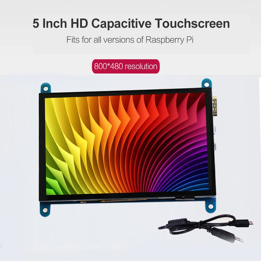 5 Inch HD Capacitive Touchscreen Display 800*480 Resolution Small Portable Monitor USB HD Interface for Raspberry Pi Educational