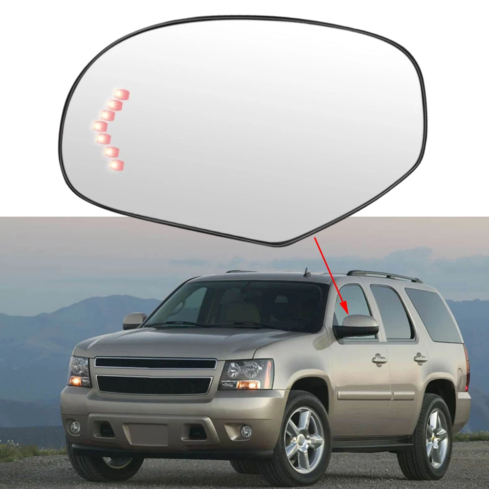 

Heated Side Wing Mirror Glass LH/RH For Cadillac Escalade Yukon Chevrolet Suburban Silverado GMC Sierra Tahoe Avalanche Sierra